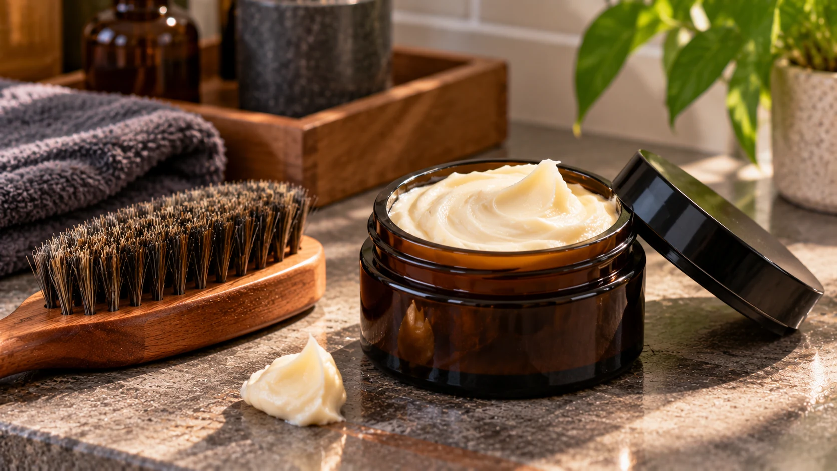 An open container of beard butter.